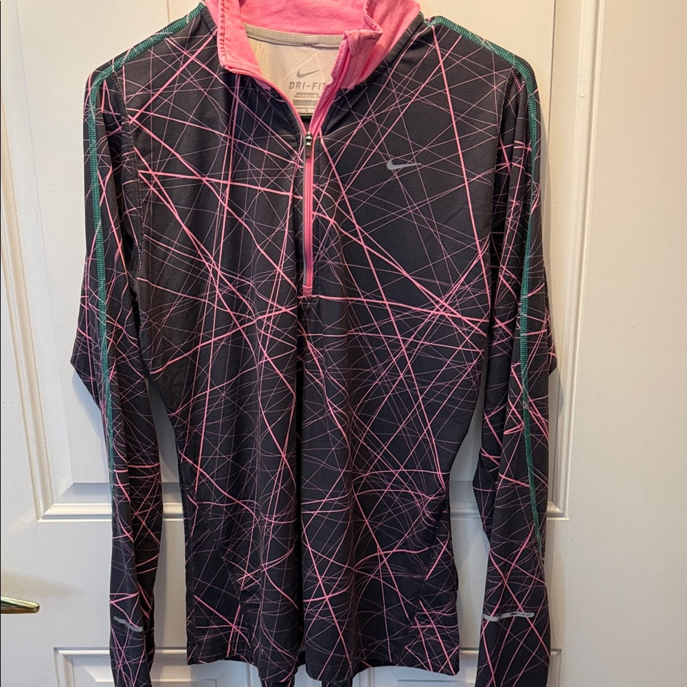 Nike Women's Black Pullover Utility Jacket with Pink & Teal Accents